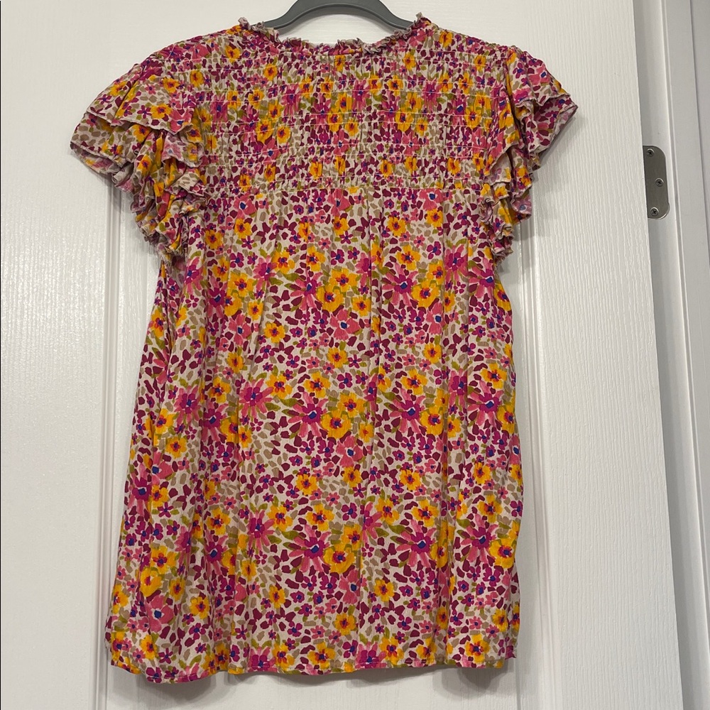 Democracy Pink and Orange Floral Blouse, XL new - Picture 5 of 8